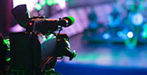 Video camera set up for shooting.