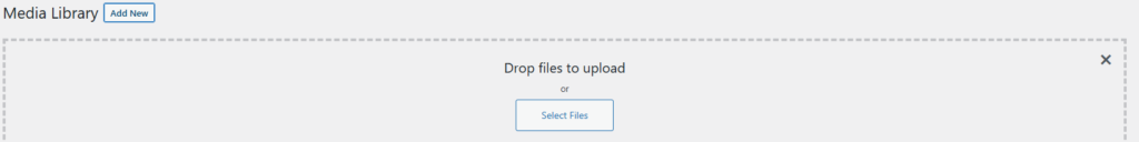 Screenshot of the upload files section in WordPress.