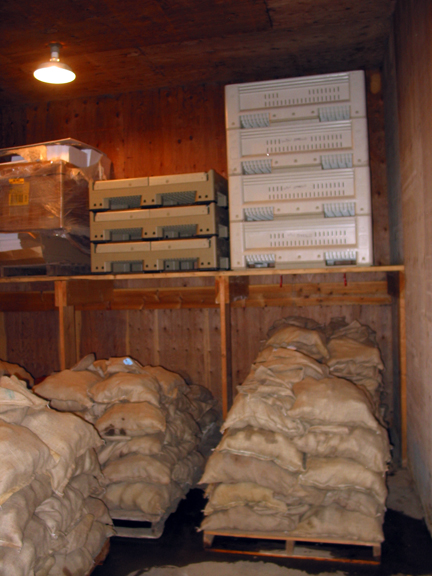 A picture of the inside of a cold storage unit.