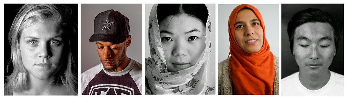 Five portraits of people.