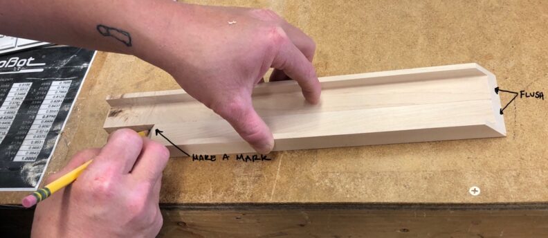 Marking the next piece of material from the recently cut piece. Image links to larger version.