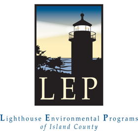 Shadow-style logo of a lighthouse and the letter L E P