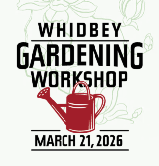 Logo for the Whidbey Gardening Workshop. March 21, 2026