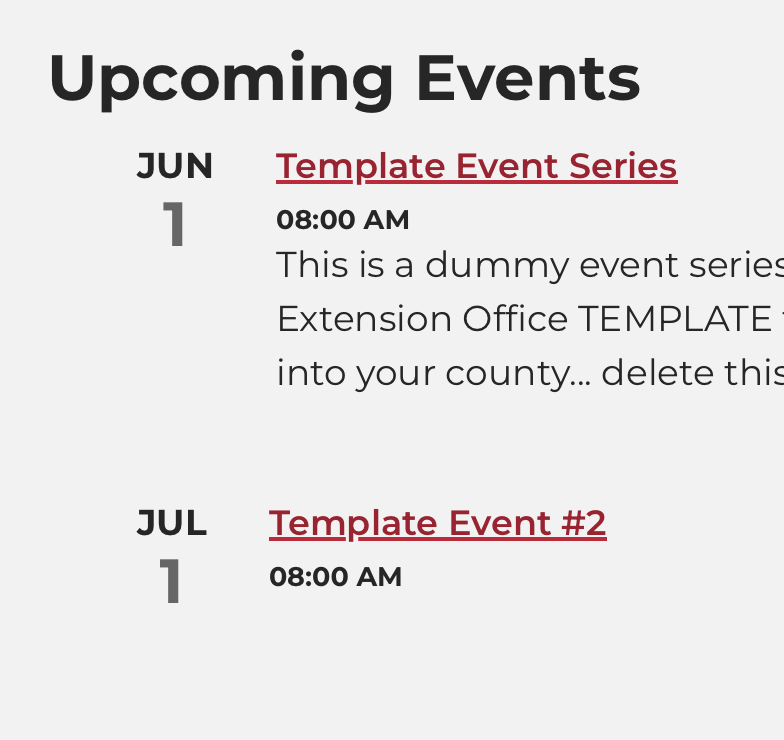 dummy image of an events calendar