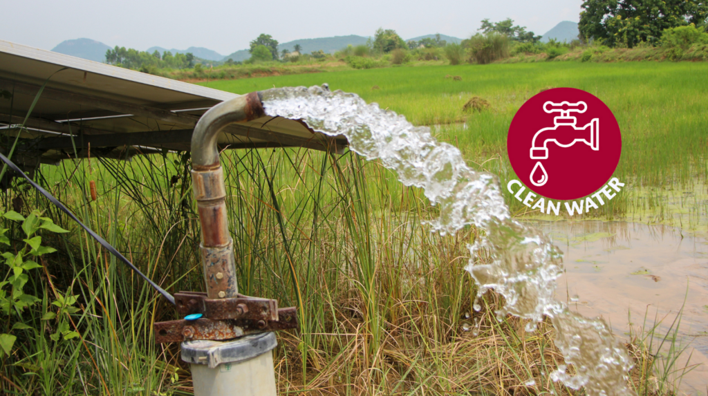 Clean water coming from pump in field.