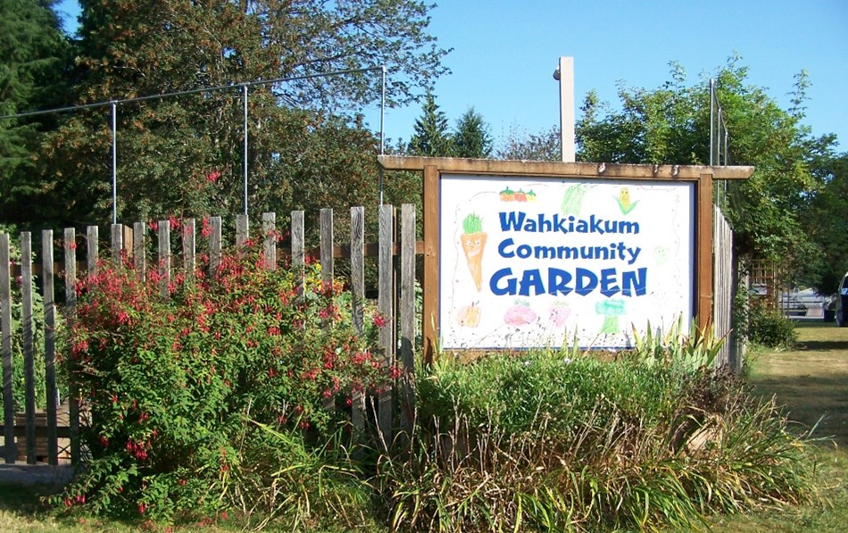 Community Garden entrance with sign.