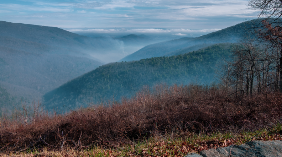 Smoke over mountains.