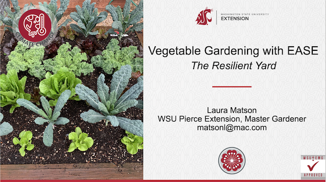 Presentation title slide with picture of vegetable garden