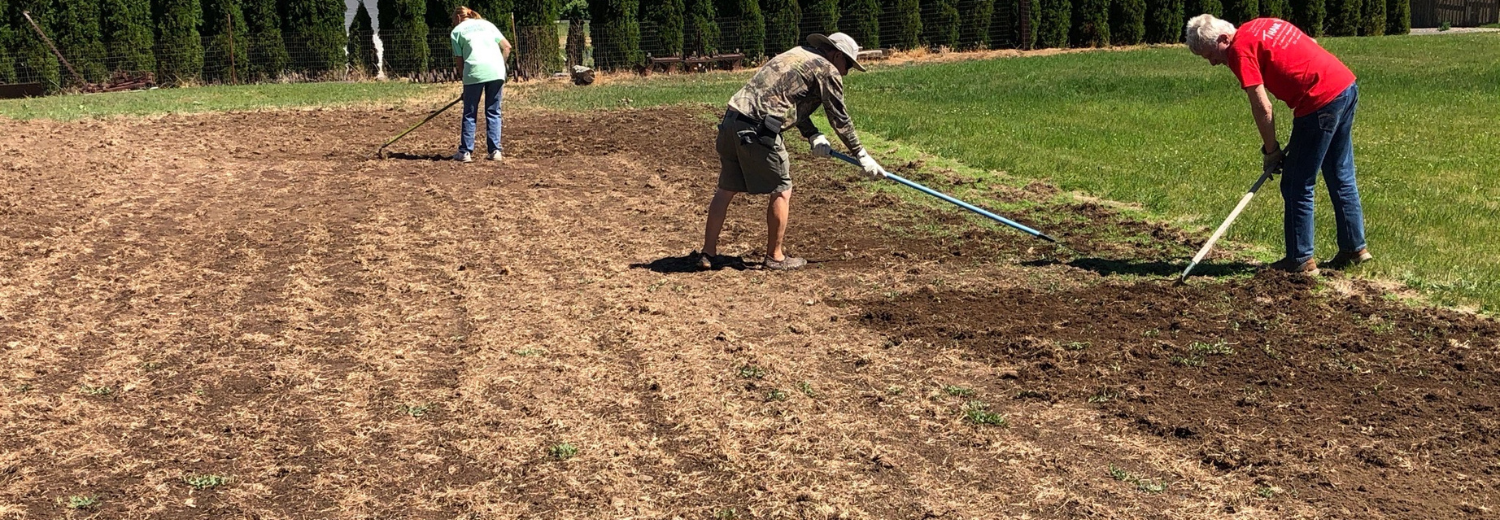 Gardeners working the soil.