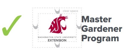 Branding example with Cougar head above WSU Extension and county name on right, with Master Gardener Program on the right.