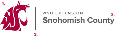 County Extension Logo lockup example; divider line separating Cougar head on left and Extension & county on the right.