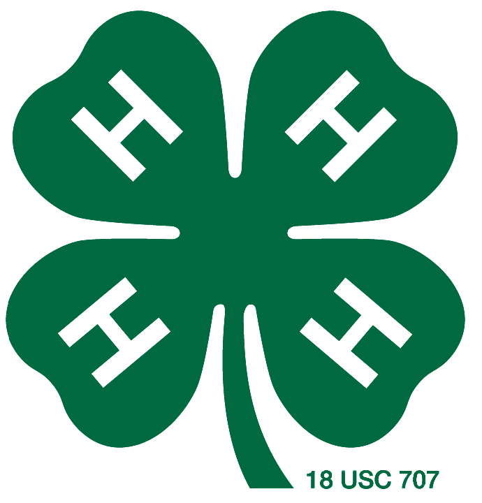 4-H Logo: A green 4 leaf clover with white H's on the leaves