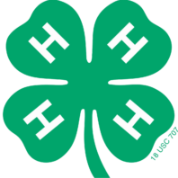 4-H Logo: A green 4 leaf clover with white H's on the leaves