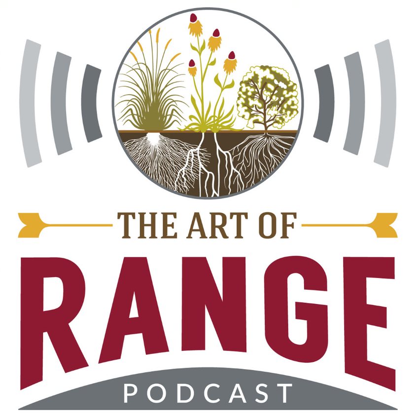 Image of grasslands in a circle above podcast title