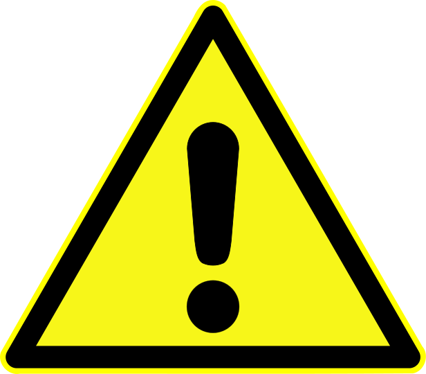 Yellow caution triangle with exclamation point