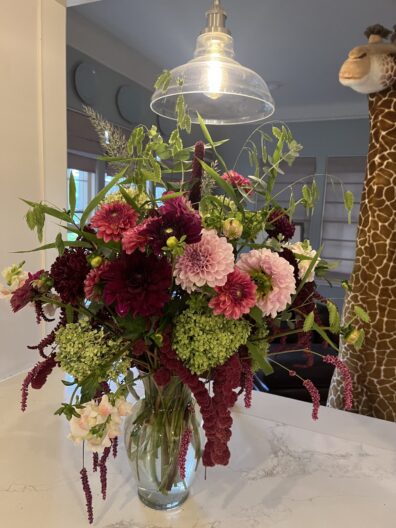 Floral arrangement of dahlias