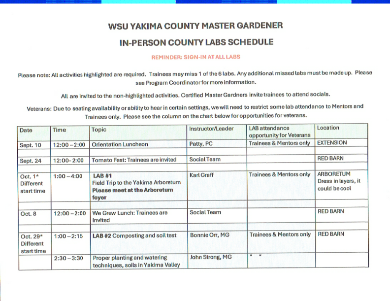 Page 1 of Lab Schedule for 2025-26