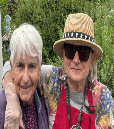 Fellow senior gardeners, the author and good friend, Diana