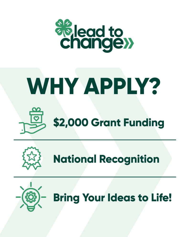 Lead to Change - Why apply?
$2000 Grant Funding, National Recognition, Bring Your Ideas to Life!