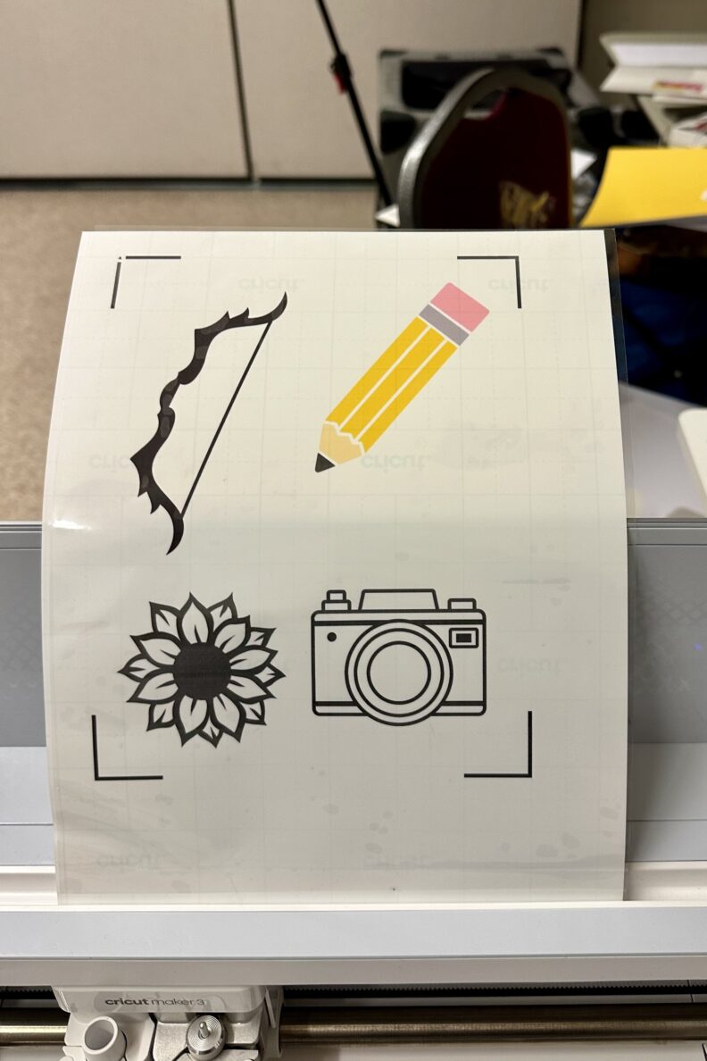 Stickers that were made during the Cricut Workshop