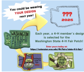 Poster telling about the WA State 4-H Fair Patch Design Contest.