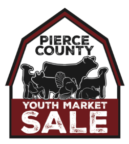 Pierce County Youth Market Sale Logo - shape of a barn with animals in it