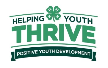 Helping Youth Thrive Logo with a 4-H Clover.   Positive Youth Development
