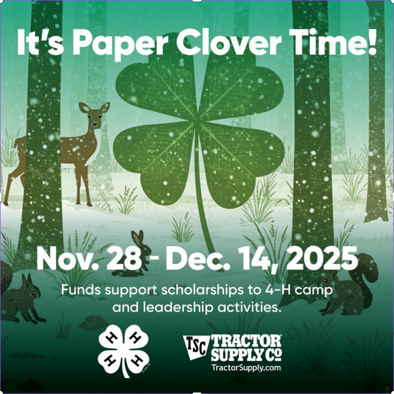 flyer about the tractor supply fundraiser for 4-H - Paper Clover Time
