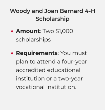 Woody and Joan Bernard 4-H Scholarship