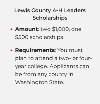 Lewis County 4-H Leaders Scholarships Info