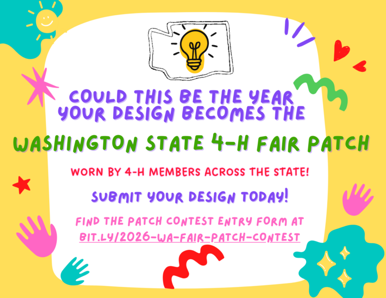 Flyer for the WA State 4-H Fair Patch Contest.
