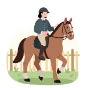 Person riding a horse - cartoon style picture