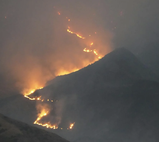 fire burning the mountainside