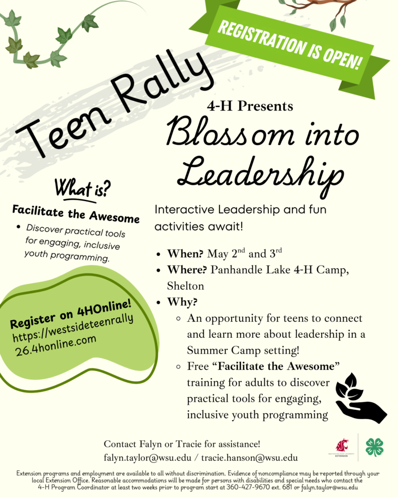 Flyer with info about Teen Rally that is being offered in Shelton