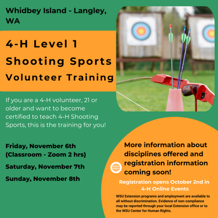 Flyer with info for Level ! Shooting Sports Volunteer Training