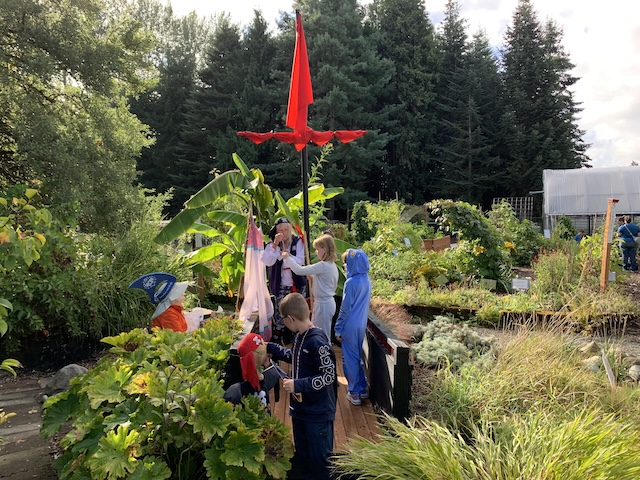 Kids fishing off the Pirate ship in the youth garden
