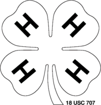 4-H Clover Emblem (White with Black Outline) PNG