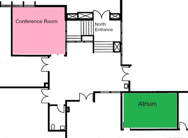 Upper level floor plan of Spokane County Extension building.