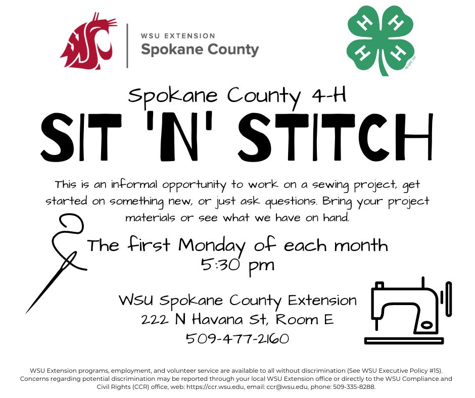 Spokane County 4-H Sit 'n' Stitch information