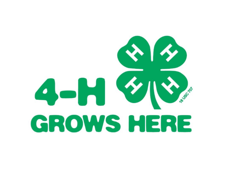 "4-H Grows Here" with clover emblem