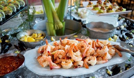 Shrimp on a platter. 