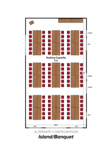 Room information and larger image of Banquet auditorium configuration (opens in new tab).
