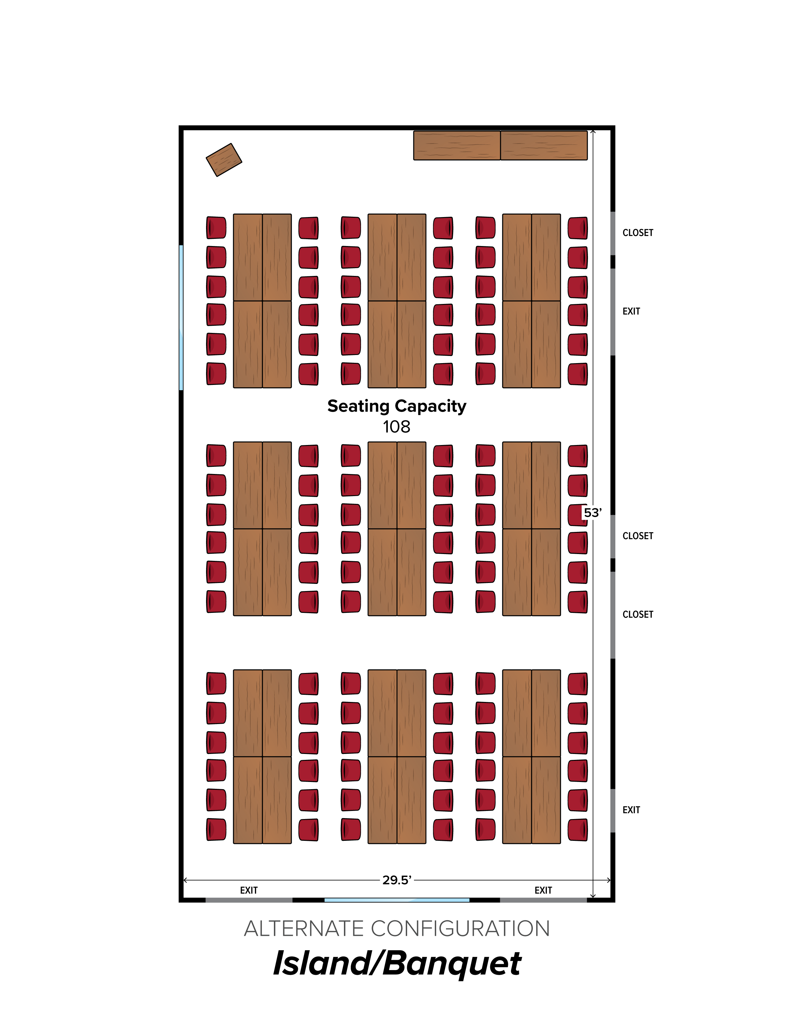View an illustration of the Banquet room configuration.