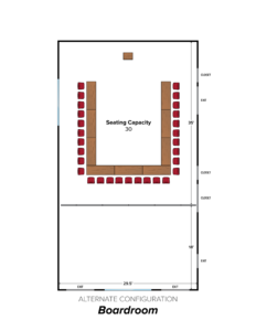 Room information and larger image of Boardroom auditorium configuration (opens in new tab).
