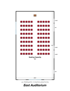 Room information and larger image of Theater (East) auditorium configuration (opens in new tab).