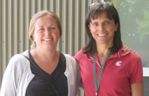 Two women standing together.