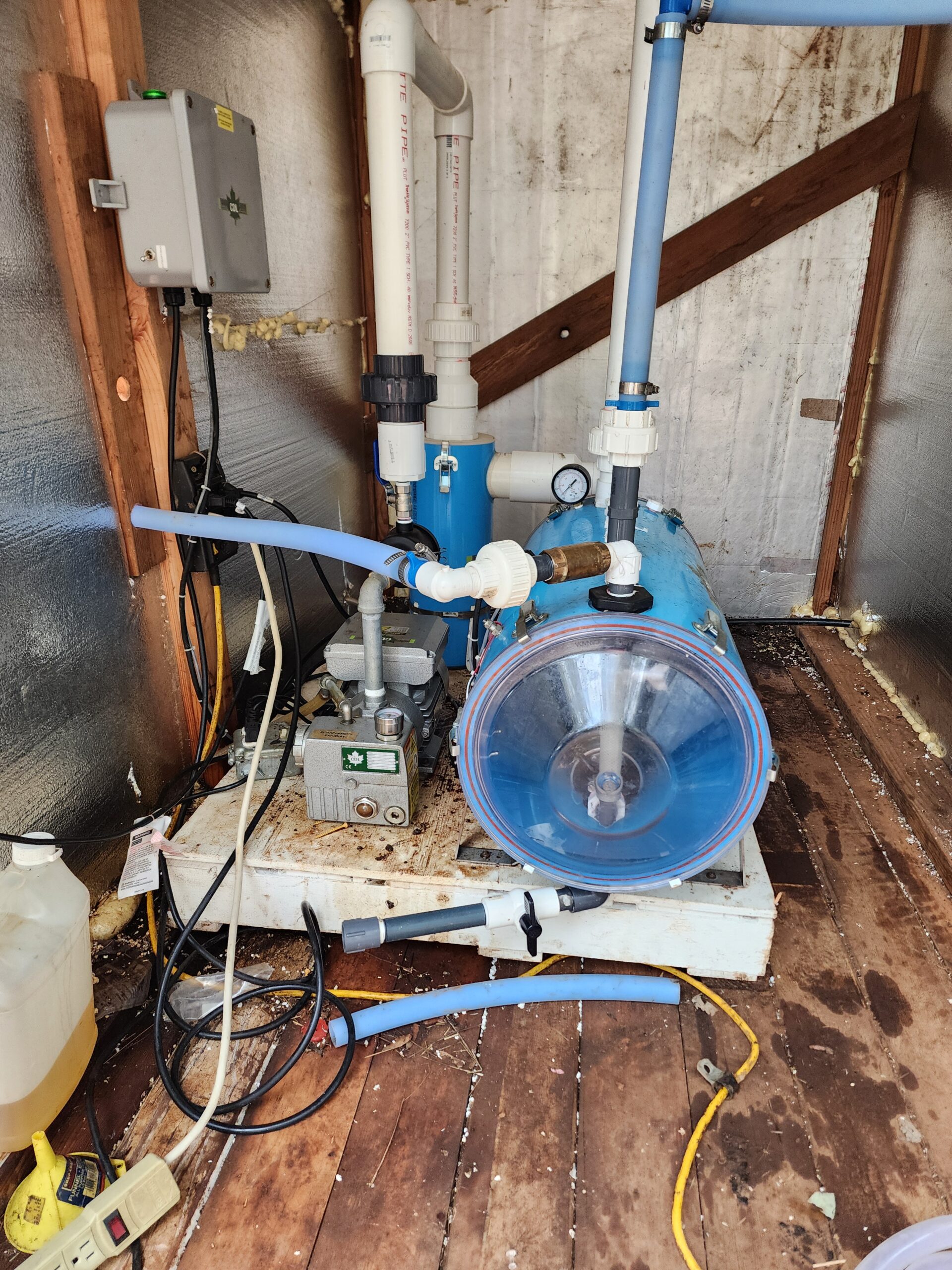 A vacuum pump attached to maple sap lines to increase sap flow.