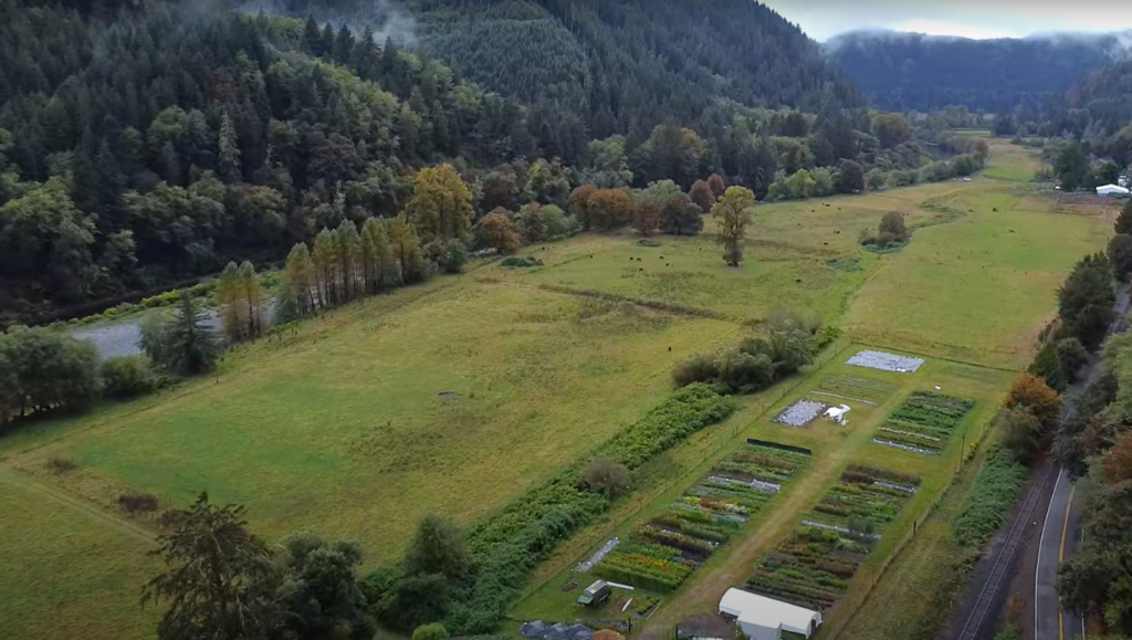 An aerial view of Nehalem River Ranch.