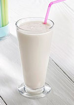 Vanilla milkshake in a glass. 