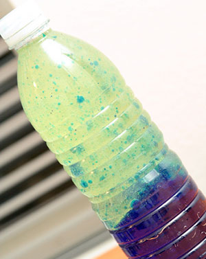Homemade blue lava bottle. 